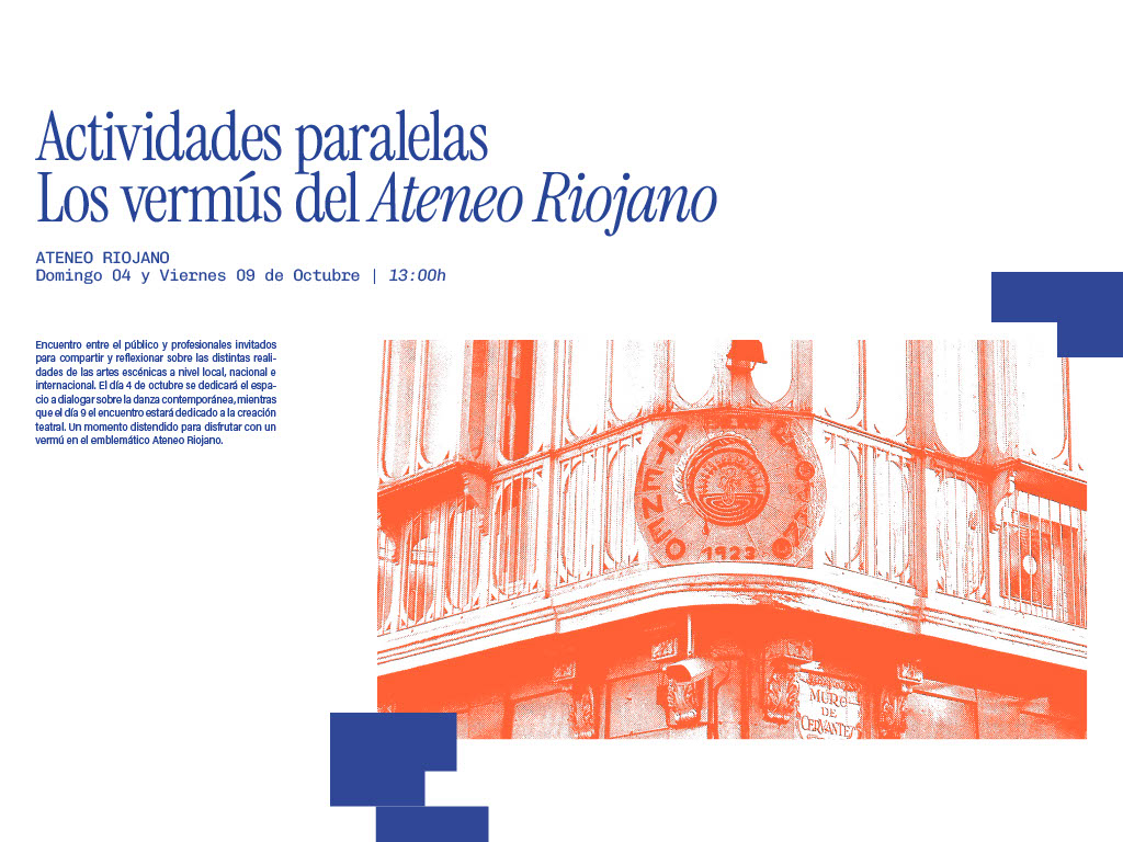 Cartel promocional de actividades en el Ateneo Riojano, destacando los vermús del evento con fechas y detalles del encuentro.